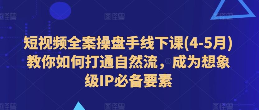 短视频全案操盘手线下课(4-5月)教你如何打通自然流，成为想象级IP必备要素-rose网创
