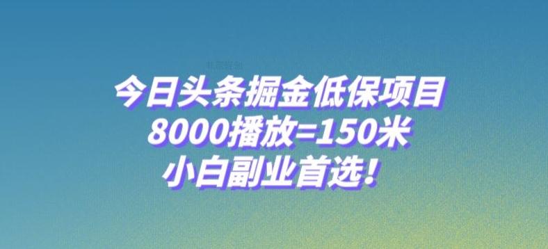 今日头条掘金低保项目，8000播放=150米，小白副业首选【揭秘】-rose网创