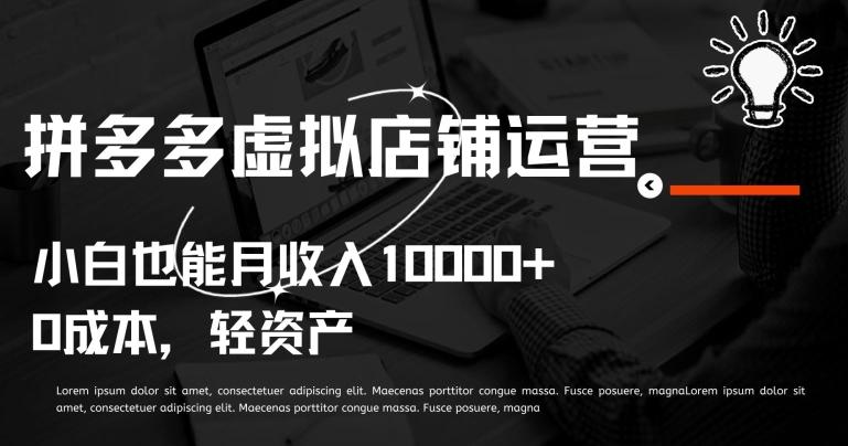 拼多多虚拟店铺运营小白也能月收入10000+【揭秘】-rose网创
