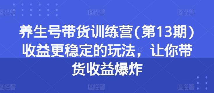养生号带货训练营(第13期)收益更稳定的玩法，让你带货收益爆炸-rose网创