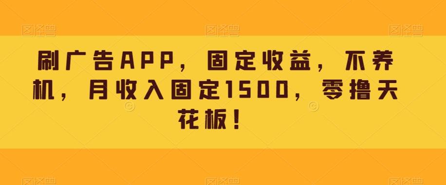 刷广告APP，固定收益，不养机，月收入固定1500，零撸天花板！-rose网创