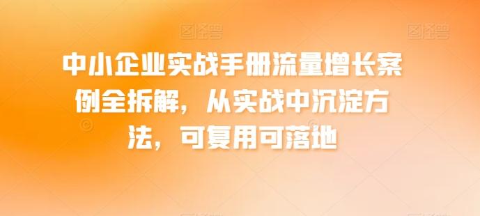 中小企业实战手册流量增长案例全拆解，从实战中沉淀方法，可复用可落地-rose网创