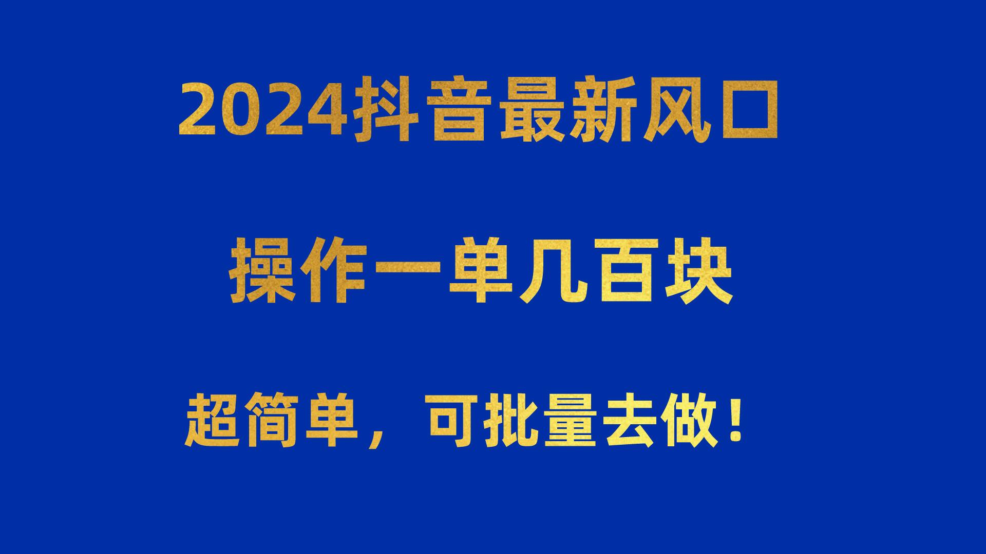 2024抖音最新风口！操作一单几百块！超简单，可批量去做！！！-rose网创
