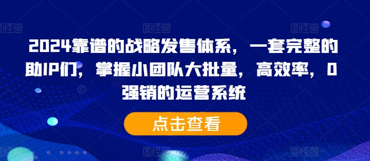2024靠谱的战略发售体系，一套完整的助IP们，掌握小团队大批量，高效率，0 强销的运营系统-rose网创