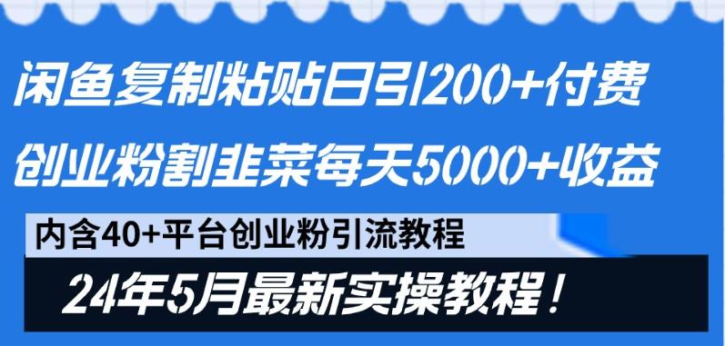 闲鱼复制粘贴日引200+付费创业粉，24年5月最新方法！割韭菜日稳定5000+收益-rose网创