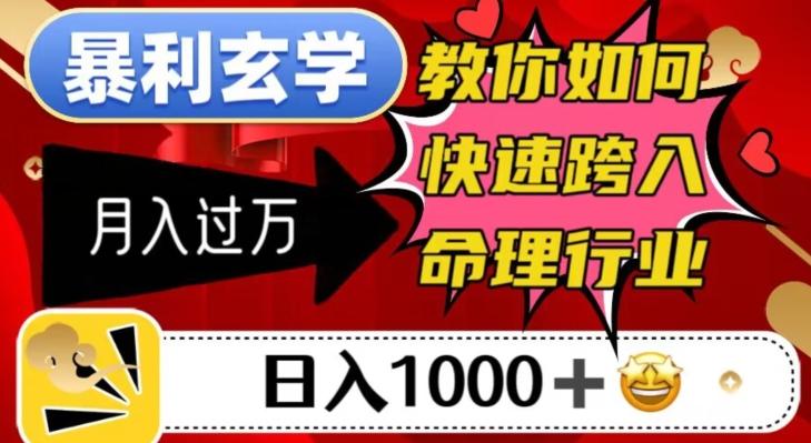 暴利玄学，教你如何快速跨入命理行业，日入1000＋月入过万-rose网创