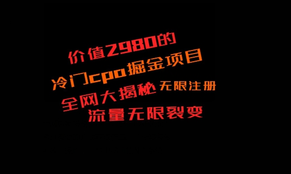 价值2980的CPA掘金项目大揭秘，号称当天收益200+，不见收益包赔双倍-rose网创