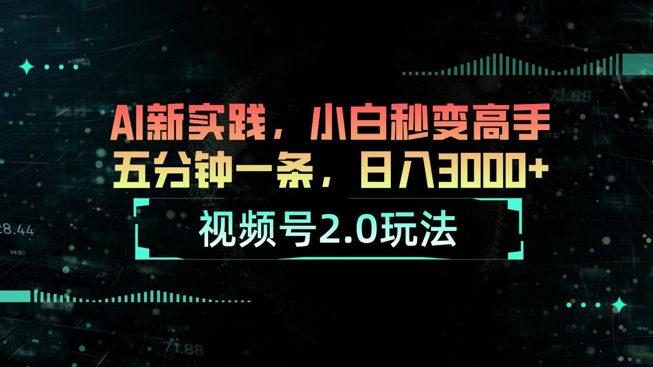 视频号2.0玩法 AI新实践，小白秒变高手五分钟一条，日入3000+-rose网创