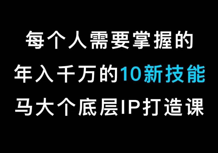 马大个的IP底层逻辑课，​每个人需要掌握的年入千万的10新技能，约会底层IP打造方法！-rose网创