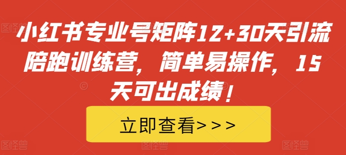 小红书专业号矩阵12+30天引流陪跑训练营，简单易操作，15天可出成绩!-rose网创