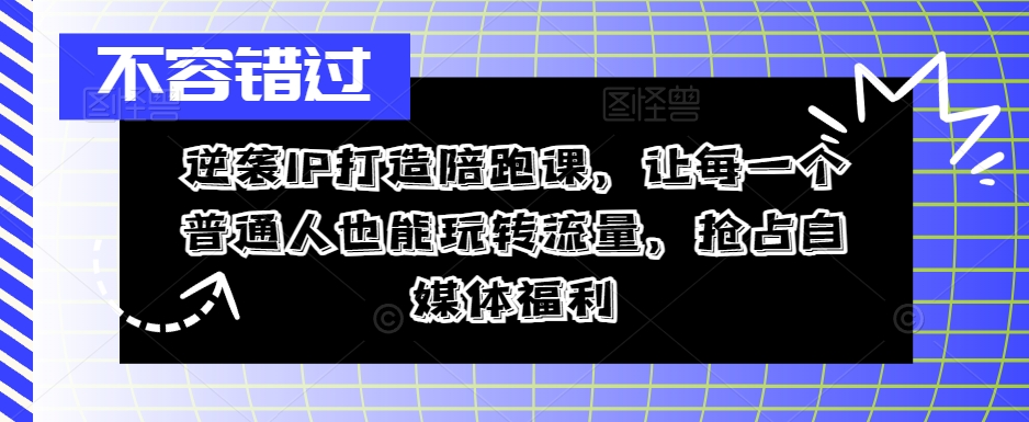 逆袭IP打造陪跑课，让每一个普通人也能玩转流量，抢占自媒体福利-rose网创