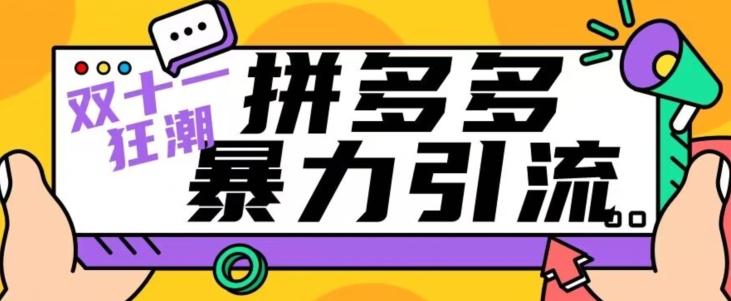 【首发】双十一拼多多暴力引流,日引300+微信-rose网创