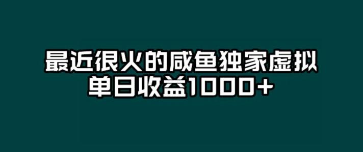 最近很火的咸鱼独家虚拟，单日收益1000+-rose网创