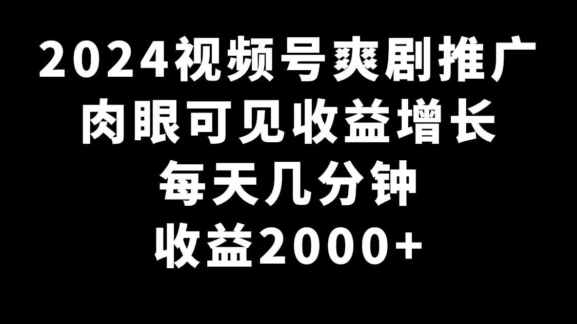 2024视频号爽剧推广,肉眼可见的收益增长,每天几分钟收益2000+-rose网创