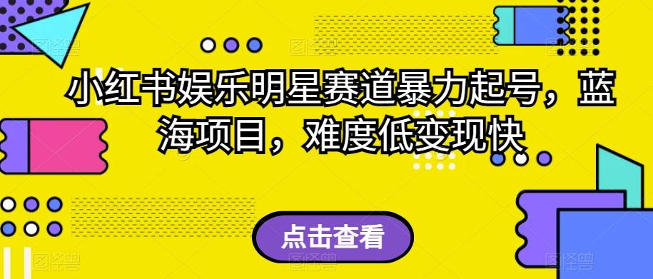 小红书娱乐明星赛道暴力起号,蓝海项目,难度低变现快【揭秘】-rose网创
