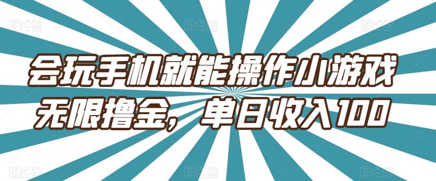 会玩手机就能操作小游戏无限撸金，单日收入100-rose网创