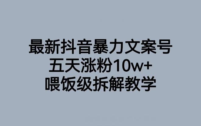 最新抖音暴力文案号,五天涨粉10w+,喂饭级拆解教学-rose网创