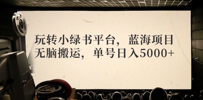 玩转小绿书平台，蓝海项目，无脑搬运，单号日入5000+-rose网创