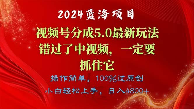 2024蓝海项目，视频号分成计划5.0最新玩法，错过了中视频，一定要抓住…-rose网创