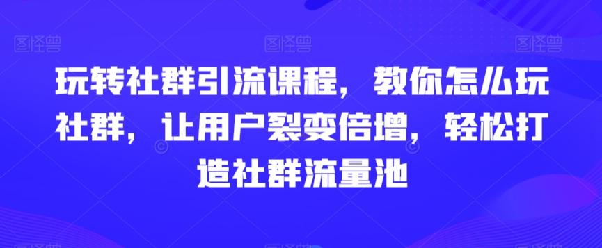 玩转社群引流课程,教你怎么玩社群,让用户裂变倍增,轻松打造社群流量池-rose网创
