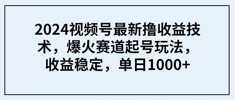 (9651期) 2024视频号最新撸收益技术，爆火赛道起号玩法，收益稳定，单日1000+-rose网创