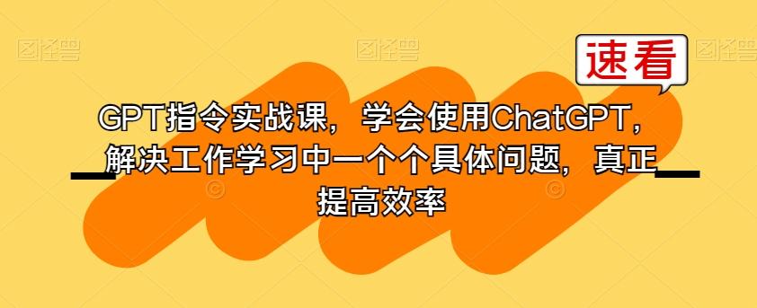 GPT指令实战课，学会使用ChatGPT，解决工作学习中一个个具体问题，真正提高效率-rose网创