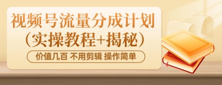 价值几百上千不用剪辑简单操作视频号流量分成计划（实操教程+揭秘）-rose网创