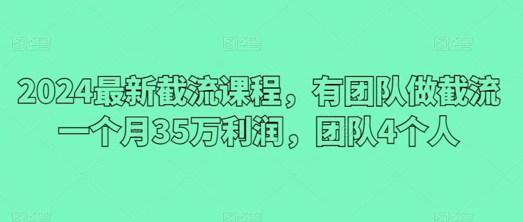 2024最新截流课程，有团队做截流一个月35万利润，团队4个人-rose网创