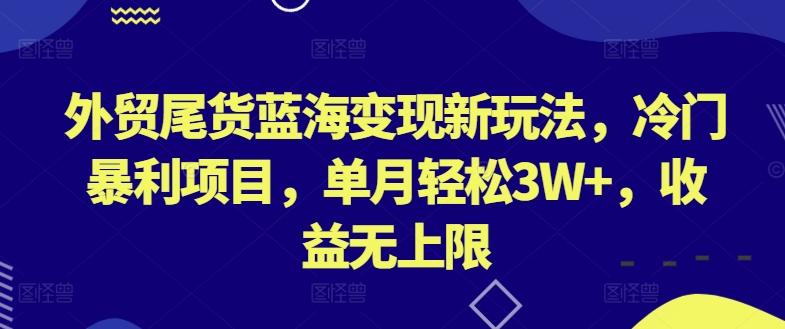 外贸尾货蓝海变现新玩法，冷门暴利项目，单月轻松3W+，收益无上限【揭秘】-rose网创