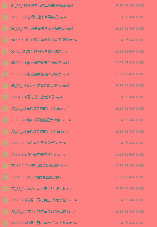 图片[4]-2024单品正价起号，直播素材投流选品：选品课+投流课+素材课+卡首屏/100节-rose网创