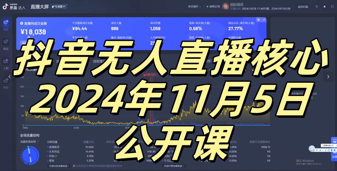 抖音无人直播核心公开课，咸鱼翻身小白可做带有睡后收入月入过万太简单【揭秘】-rose网创