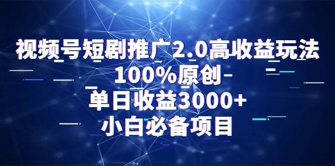 视频号短剧推广2.0高收益玩法，100%原创，单日收益3000+，小白必备项目-rose网创
