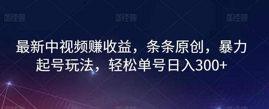 最新中视频赚收益，条条原创，暴力起号玩法，轻松单号日入300+【揭秘】-rose网创