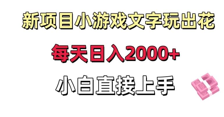 新项目小游戏文字玩出花日入2000+，每天只需一小时，小白直接上手【揭秘】-rose网创