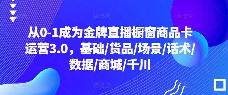 从0-1成为金牌直播橱窗商品卡运营3.0，基础/货品/场景/话术/数据/商城/千川-rose网创