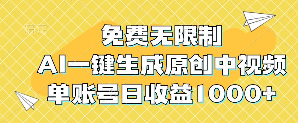 免费无限制,AI一键生成原创中视频,单账号日收益1000+-rose网创