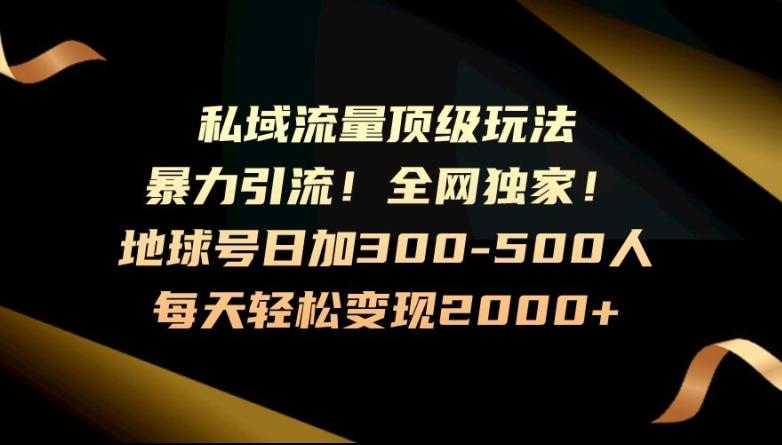 暴力引流，全网独家，地球号日加300-500人，私域流量顶级玩法，每天轻松变现2000+-rose网创