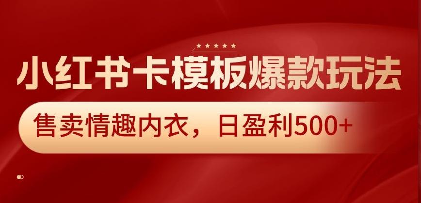 小红书卡模板爆款玩法，售卖情趣内衣，日盈利500+【揭秘】-rose网创