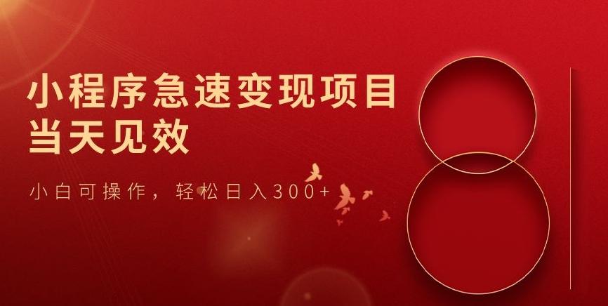 小程序急速变现项目，当天见效，小白可操作，轻松日入300+-rose网创