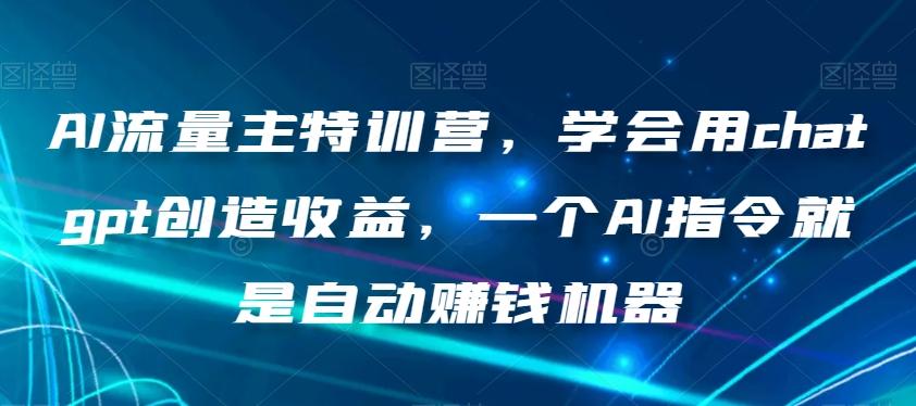 AI流量主特训营,学会用chatgpt创造收益,一个AI指令就是自动赚钱机器
