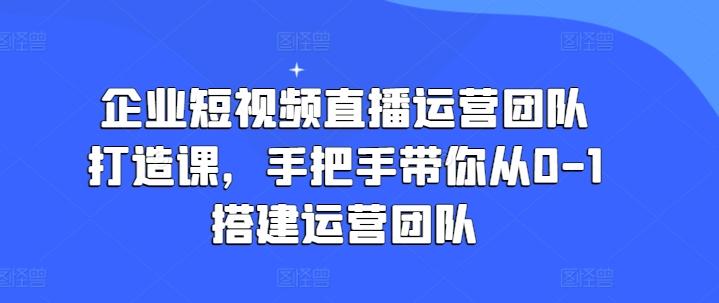 企业短视频直播运营团队打造课，手把手带你从0-1搭建运营团队-rose网创
