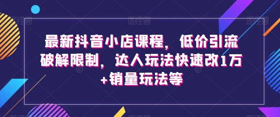 最新抖音小店课程，低价引流破解限制，达人玩法快速改1万+销量玩法等-rose网创