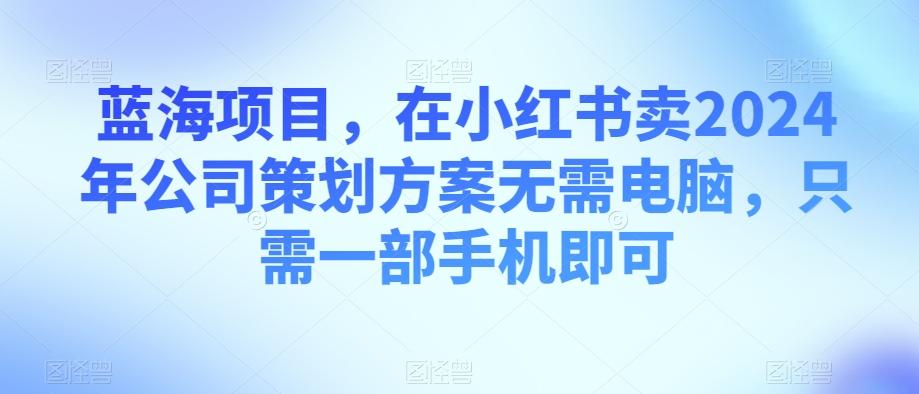 蓝海项目，在小红书卖2024年公司策划方案无需电脑，只需一部手机即可-rose网创