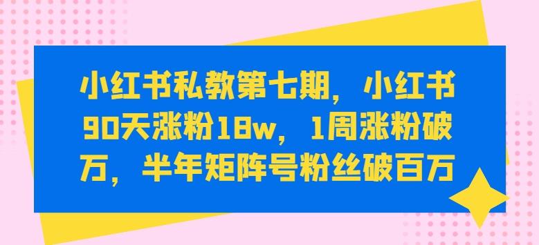 小红书私教第七期，小红书90天涨粉18w，1周涨粉破万，半年矩阵号粉丝破百万-rose网创