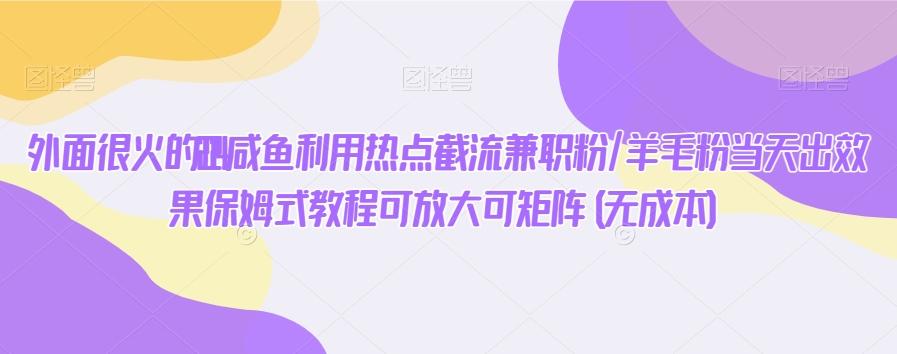 外面很火的2024咸鱼利用热点截流兼职粉/羊毛粉当天出效果保姆式教程可放大可矩阵(无成本)-rose网创
