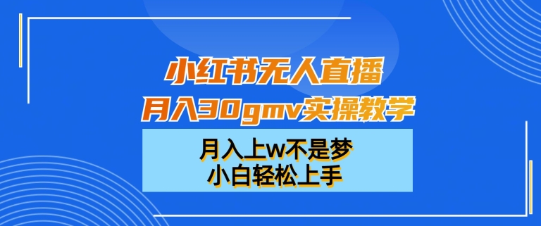 小红书无人直播月入30gmv实操教学，月入上w不是梦，小白轻松上手【揭秘】-rose网创