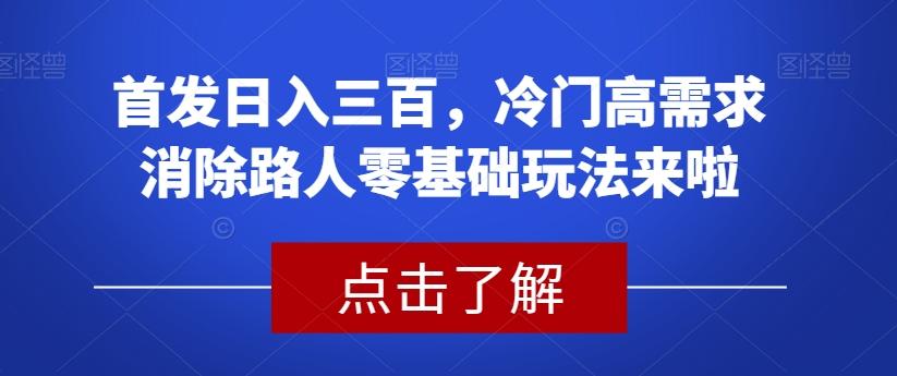 首发日入三百,冷门高需求消除路人零基础玩法来啦【揭秘】-rose网创
