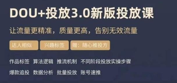 dou+豆荚投放实操课3.0新版，让流量更精准，质量更高，告别无效流量-rose网创