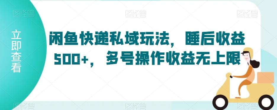 闲鱼快递私域玩法，睡后收益500+，多号操作收益无上限【揭秘】-rose网创