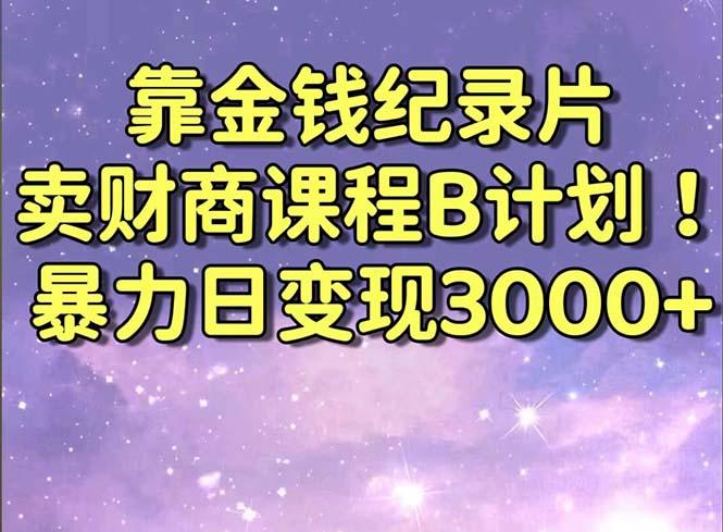 靠金钱纪录片卖财商课程B计划！暴力日变现3000+，喂饭式干货教程！-rose网创